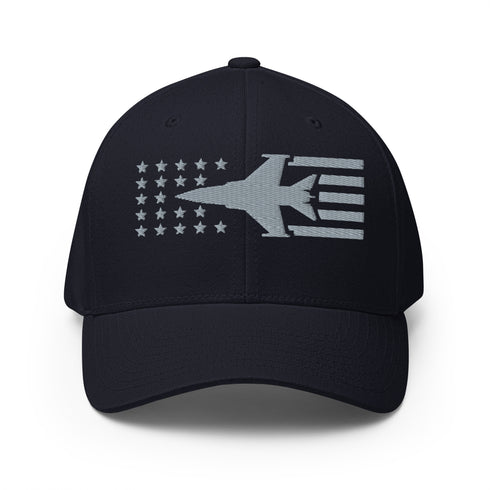 F16 Fighter Jet Stars And Stripes Embroidered Cap - Mainstream Freedom