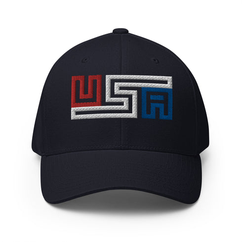 USA Grid Letters Structured Twill Cap - Mainstream Freedom
