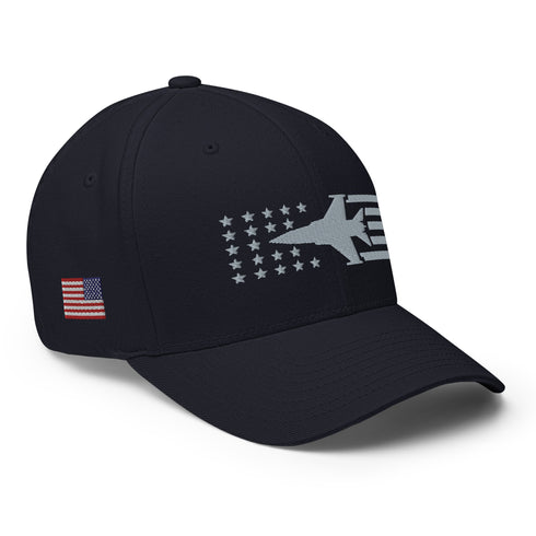 F16 Fighter Jet Stars And Stripes Embroidered Cap - Mainstream Freedom
