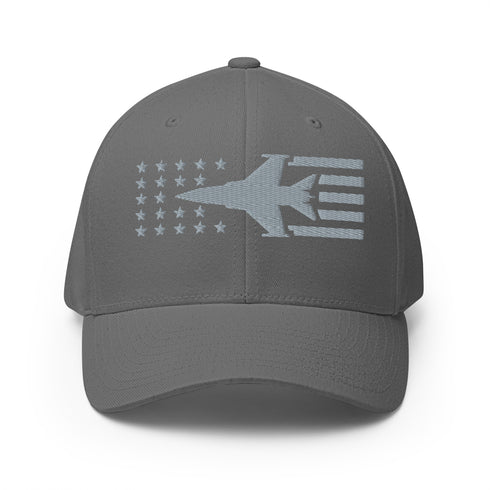 F16 Fighter Jet Stars And Stripes Embroidered Cap - Mainstream Freedom