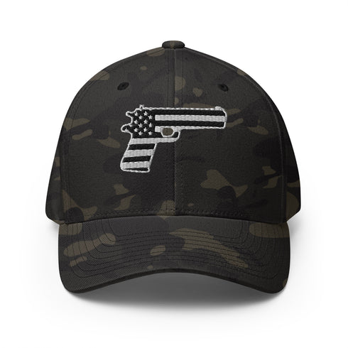 American Flag in Gun Silhouette Structured Twill Cap - Mainstream Freedom