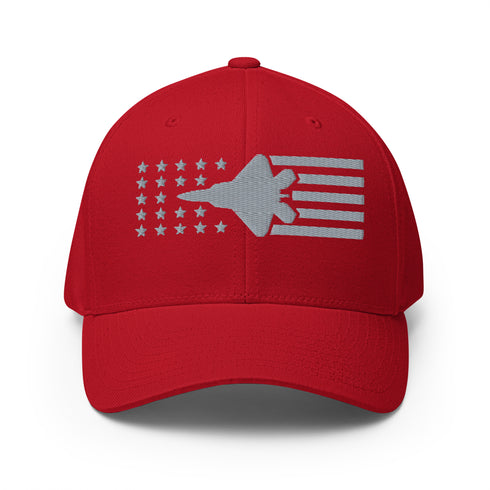 F22 Fighter Jet Stars And Stripes Embroidered Cap - Mainstream Freedom