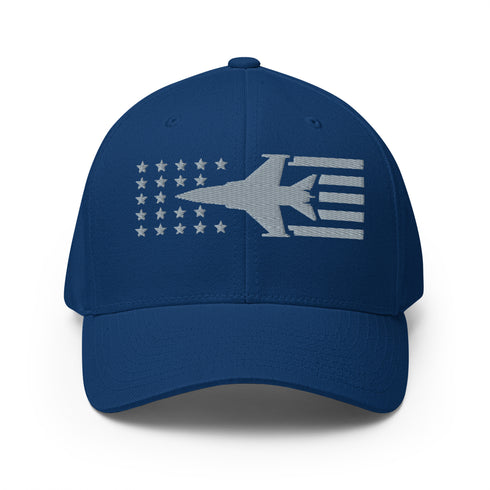 F16 Fighter Jet Stars And Stripes Embroidered Cap - Mainstream Freedom