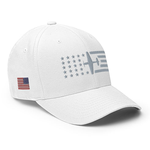 P-51 Mustang Fighter Jet Stars And Stripes Embroidered Cap - Mainstream Freedom