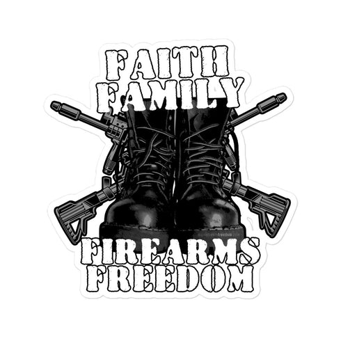 Faith Family Firearms Freedom Bubble-free stickers - Mainstream Freedom