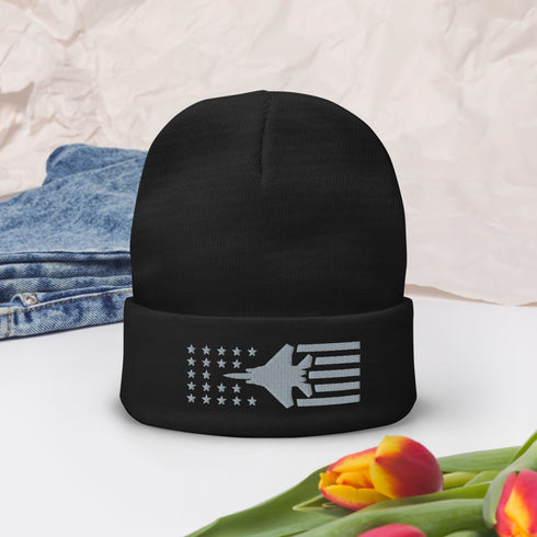 F15 Stars And Stripes Embroidered Beanie - Air Force, Fighter Jet - Mainstream Freedom