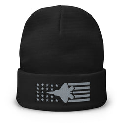 F22 Stars And Stripes Embroidered Beanie - Air Force, Fighter Jet - Mainstream Freedom