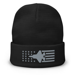 F35 Stars And Stripes Embroidered Beanie - Air Force, Fighter Jet - Mainstream Freedom