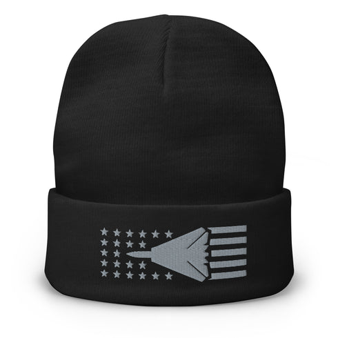 F14 Stars And Stripes Embroidered Beanie - Air Force, Fighter Jet - Mainstream Freedom