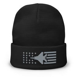 F15 Stars And Stripes Embroidered Beanie - Air Force, Fighter Jet - Mainstream Freedom