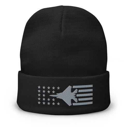 F15 Stars And Stripes Embroidered Beanie - Air Force, Fighter Jet - Mainstream Freedom