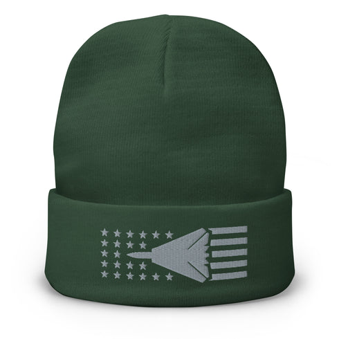 F14 Stars And Stripes Embroidered Beanie - Air Force, Fighter Jet - Mainstream Freedom