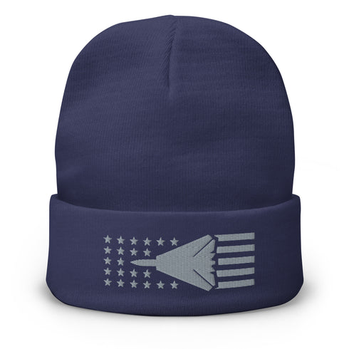 F14 Stars And Stripes Embroidered Beanie - Air Force, Fighter Jet - Mainstream Freedom