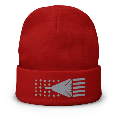 F14 Stars And Stripes Embroidered Beanie - Air Force, Fighter Jet - Mainstream Freedom