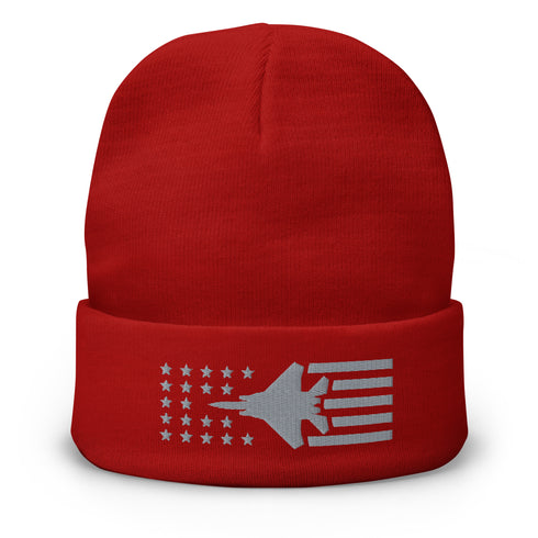 F15 Stars And Stripes Embroidered Beanie - Air Force, Fighter Jet - Mainstream Freedom