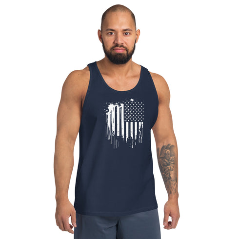 Grunge American Flag Silhouette Men's Tank Top - Mainstream Freedom