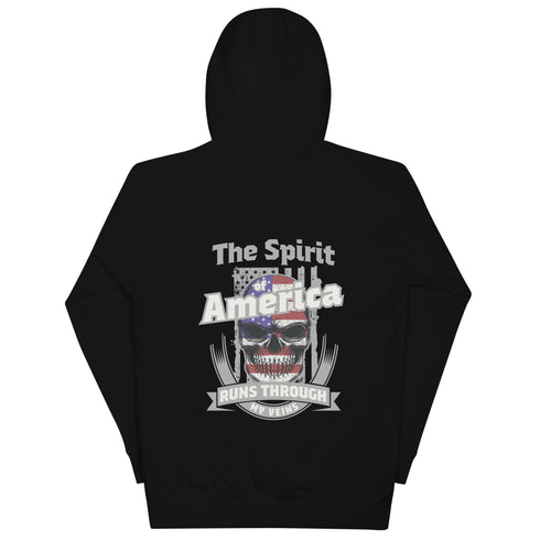 The Spirit of America Runs Through My Veins Unisex Hoodie (Back Design) - Mainstream Freedom
