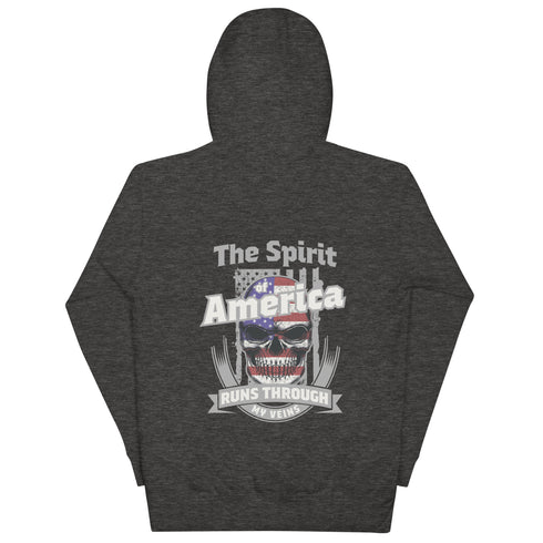 The Spirit of America Runs Through My Veins Unisex Hoodie (Back Design) - Mainstream Freedom
