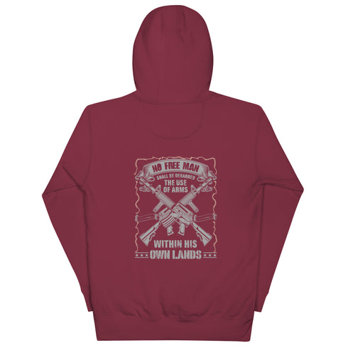 No Free Man Shall Be Debarred The use Of Arms Within His Own Lands Unisex Hoodie (Back Design) - Mainstream Freedom