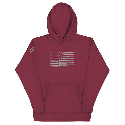 Grunge American Flag with Guns Unisex Hoodie - Mainstream Freedom