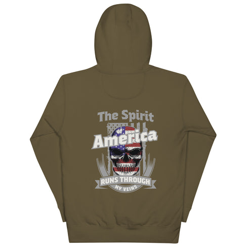 The Spirit of America Runs Through My Veins Unisex Hoodie (Back Design) - Mainstream Freedom