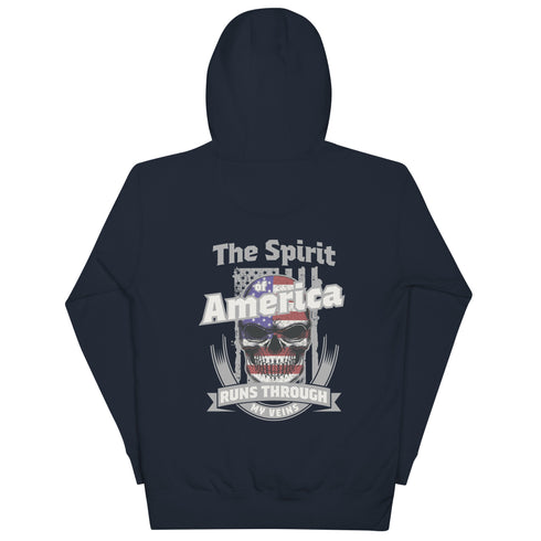 The Spirit of America Runs Through My Veins Unisex Hoodie (Back Design) - Mainstream Freedom