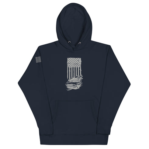 American Flag and Car Unisex Hoodie - Mainstream Freedom