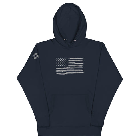 Grunge American Flag with Guns Unisex Hoodie - Mainstream Freedom