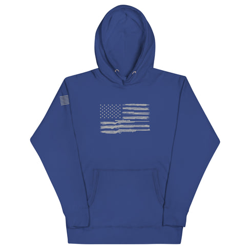 Grunge American Flag with Guns Unisex Hoodie - Mainstream Freedom