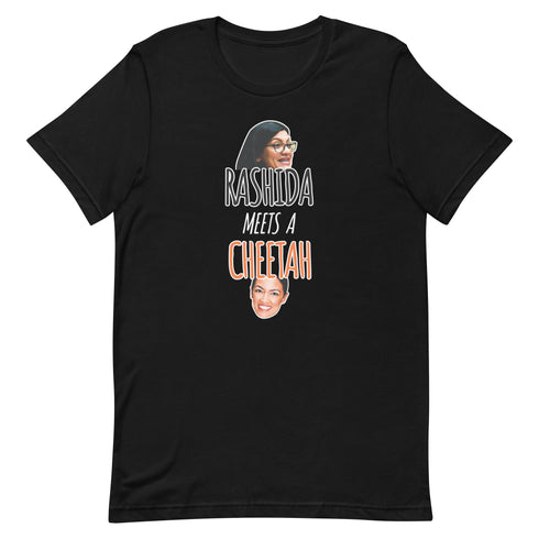 Rashida Meets a Cheetah Funny t-shirt - Mainstream Freedom
