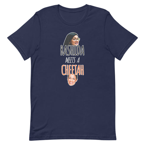 Rashida Meets a Cheetah Funny t-shirt - Mainstream Freedom