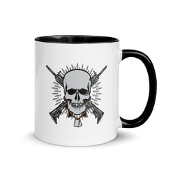 Skull with Guns and Bullets Mug with Color Inside - Mainstream Freedom