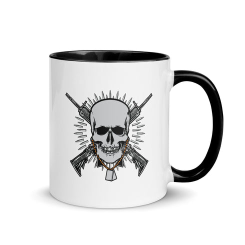 Skull with Guns and Bullets Mug with Color Inside - Mainstream Freedom