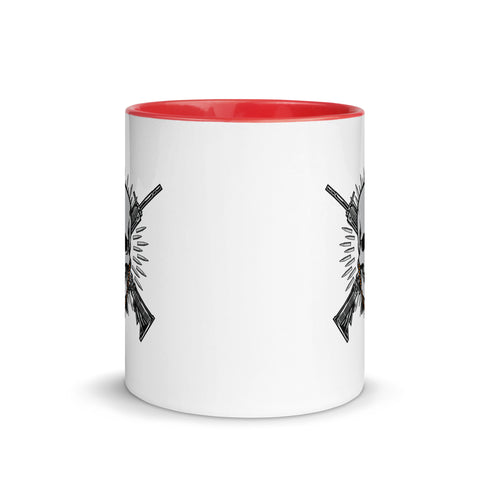 Skull with Guns and Bullets Mug with Color Inside - Mainstream Freedom