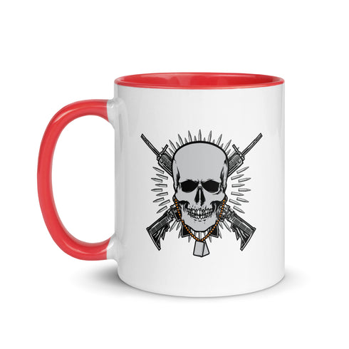 Skull with Guns and Bullets Mug with Color Inside - Mainstream Freedom