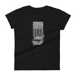 American Flag and Car Women's short sleeve t-shirt - Mainstream Freedom
