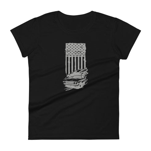 American Flag and Car Women's short sleeve t-shirt - Mainstream Freedom