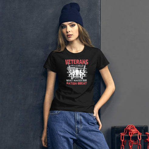 Veterans are a Symbol Of What Makes Our Nation Great Women's short sleeve t-shirt - Mainstream Freedom