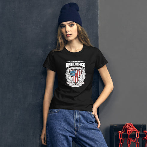 America's Resilience Fuels Our Determination Women's short sleeve t-shirt - Mainstream Freedom