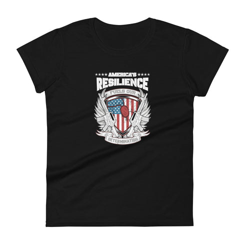 America's Resilience Fuels Our Determination Women's short sleeve t-shirt - Mainstream Freedom