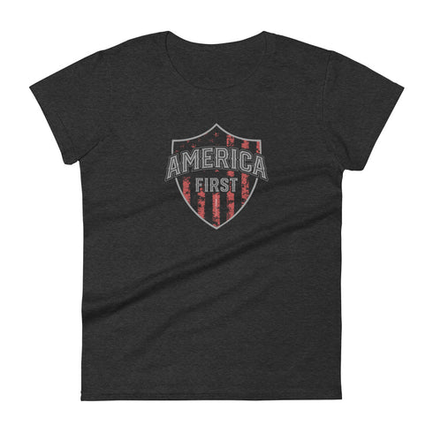 America First Women's short sleeve t-shirt - Mainstream Freedom