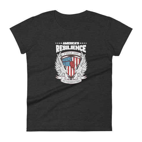 America's Resilience Fuels Our Determination Women's short sleeve t-shirt - Mainstream Freedom