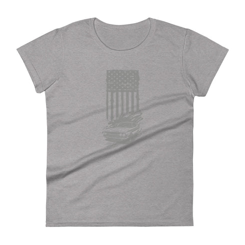 American Flag and Car Women's short sleeve t-shirt - Mainstream Freedom