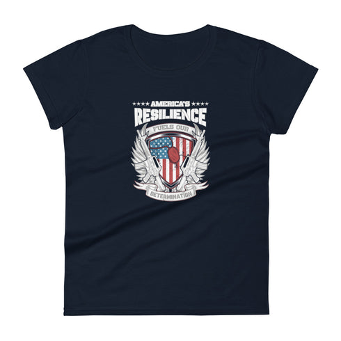 America's Resilience Fuels Our Determination Women's short sleeve t-shirt - Mainstream Freedom