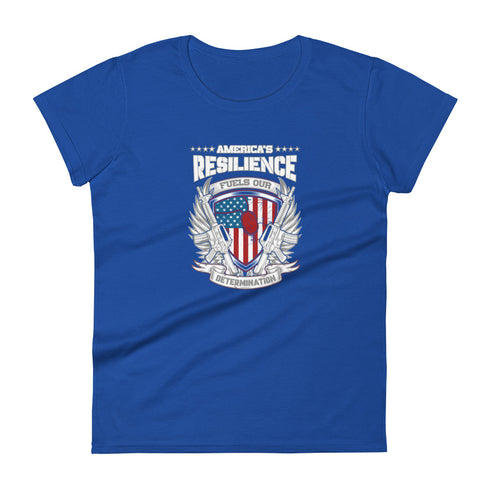 America's Resilience Fuels Our Determination Women's short sleeve t-shirt - Mainstream Freedom