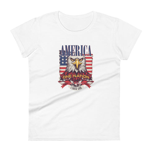 America One Nation Under God Women's short sleeve t-shirt - Mainstream Freedom