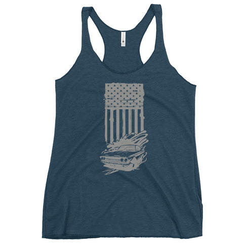 American Flag and Car Women's Tank Top - Mainstream Freedom