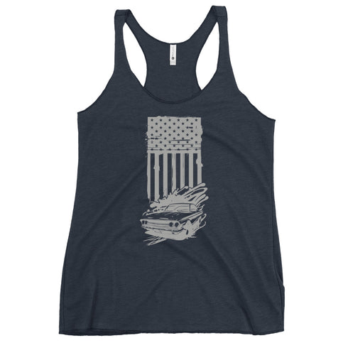American Flag and Car Women's Tank Top - Mainstream Freedom