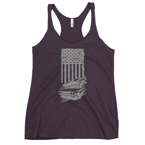 American Flag and Car Women's Tank Top - Mainstream Freedom