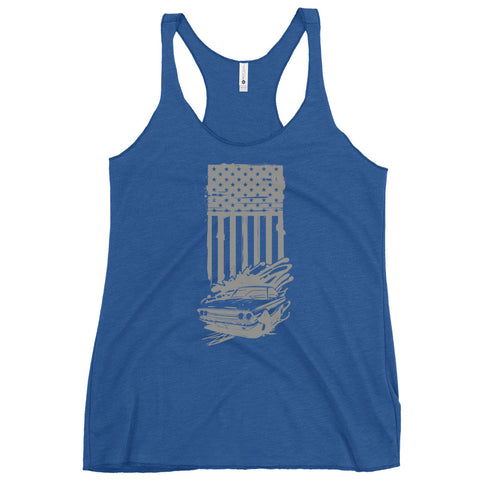 American Flag and Car Women's Tank Top - Mainstream Freedom